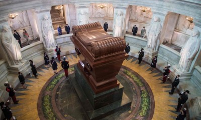 The ceremony at the tomb of Napoleon in Paris. Photograph: Christophe Petit-Tesson/AFP/Getty Images
