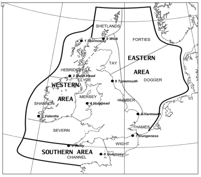 First Sea Areas & Stations Used in 1924