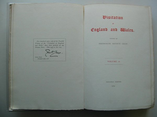 Cover of VISITATION OF ENGLAND AND WALES VOLUME 12 by Frederick Arthur Crisp