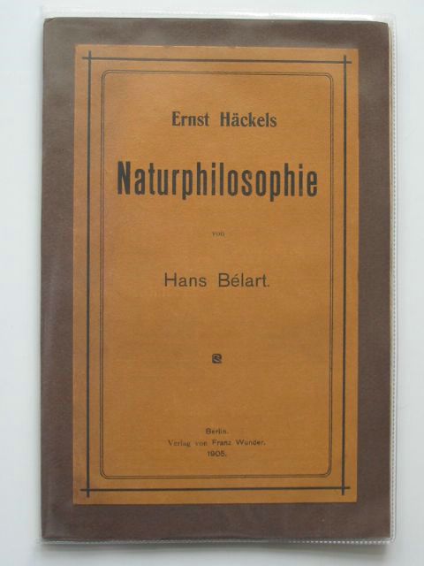 Cover of ERNST HACKELS NATURPHILOSOPHIE by Hans Belart