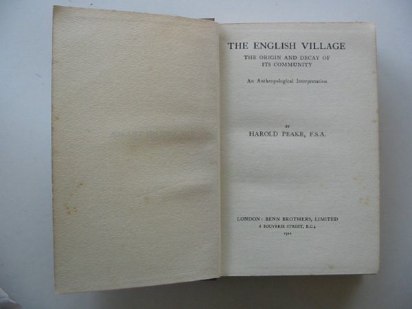 Cover of THE ENGLISH VILLAGE by Harold Peake