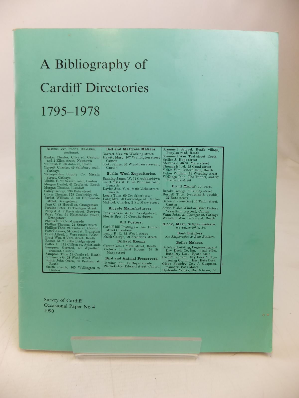 Cover of A BIBLIOGRAPHY OF CARDIFF DIRECTORIES 1795-1978 by Howard Llewellyn
