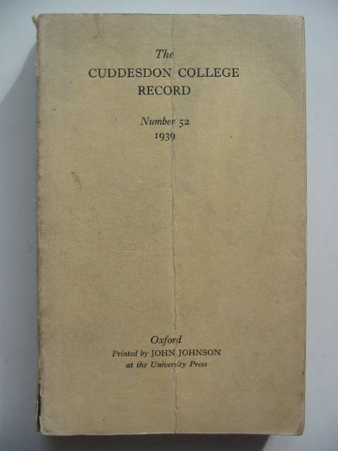 Cover of THE CUDDESDON COLLEGE RECORD NUMBER 52 1939 by 