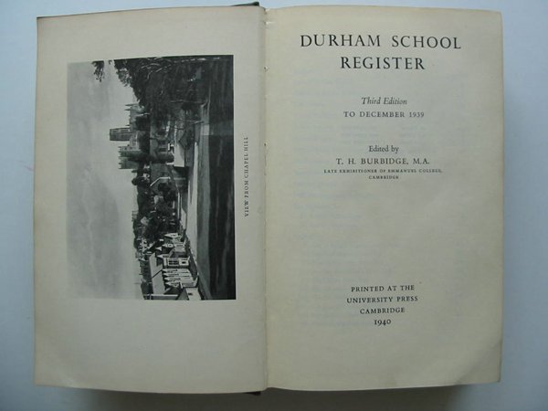 Cover of DURHAM SCHOOL REGISTER TO DECEMBER 1939 by T.H. Burbidge