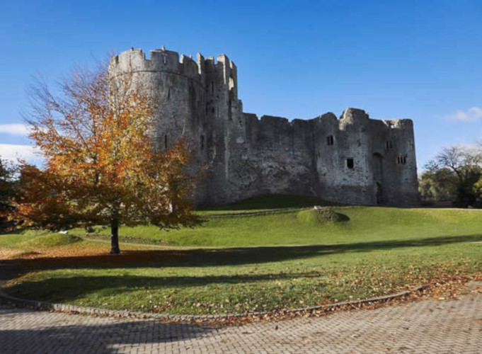 Chepstow Castle in the autumn sunshine