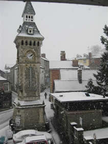 Hay Clock Tower In The Snow