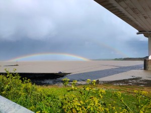 Double rainbow under the Severn Bridge