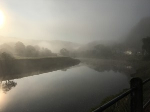 Mist Over the Wye in Tintern - Looking Toward the Old Railway Bridge