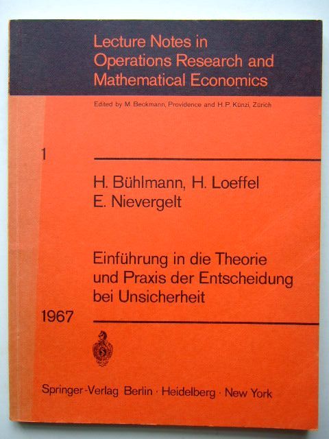 Photo of LECTURE NOTES IN OPERATIONS RESEARCH AND MATHEMATICAL ECONOMICS written by Buhlmann, H. Loeffel, H. Nievergelt, E. published by Springer-Verlag (STOCK CODE: 1204440)  for sale by Stella & Rose's Books
