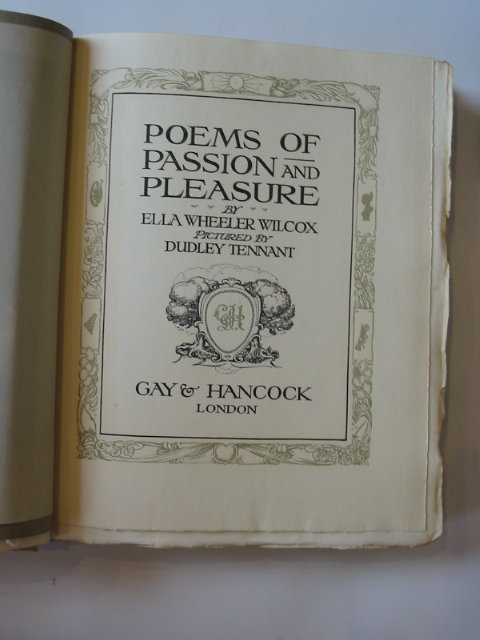 Photo of POEMS OF PASSION AND PLEASURE written by Wilcox, Ella Wheeler illustrated by Tennant, Dudley published by Gay & Hancock (STOCK CODE: 1302412)  for sale by Stella & Rose's Books