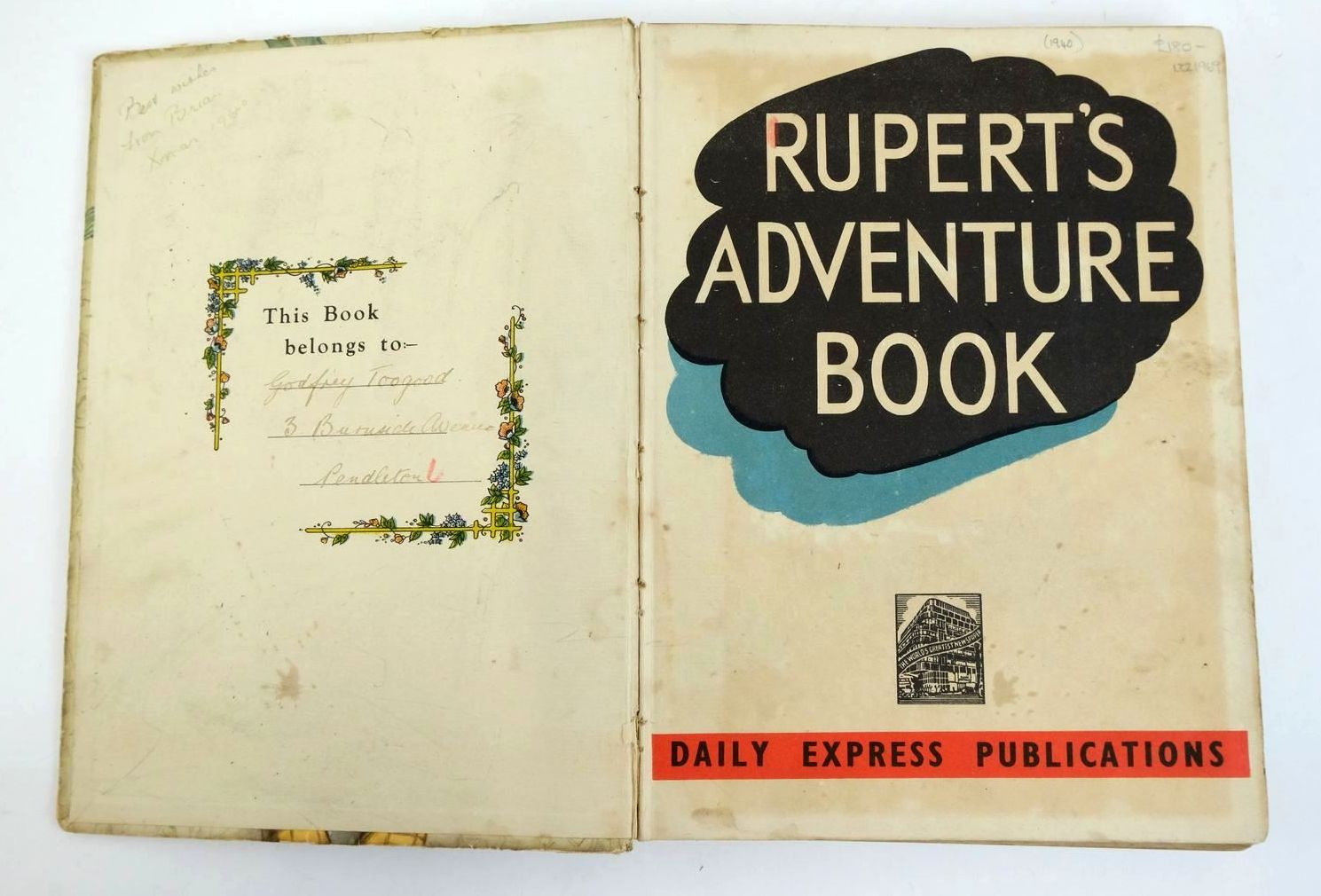 Photo of RUPERT ANNUAL 1940 - RUPERT'S ADVENTURE BOOK written by Bestall, Alfred illustrated by Bestall, Alfred published by Daily Express (STOCK CODE: 1321969)  for sale by Stella & Rose's Books
