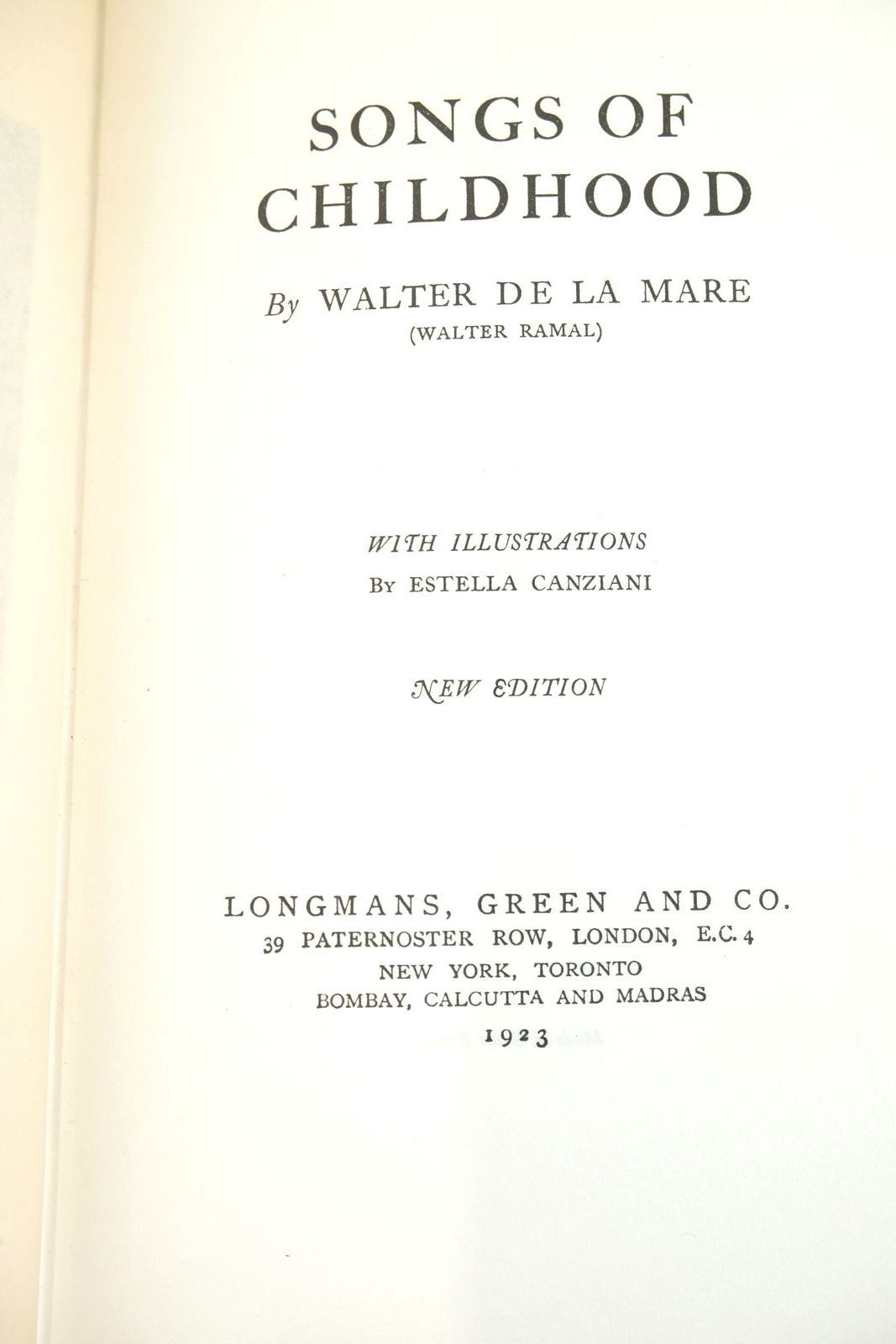 Photo of SONGS OF CHILDHOOD written by De La Mare, Walter illustrated by Canziani, Estella published by Longmans, Green & Co. (STOCK CODE: 1323667)  for sale by Stella & Rose's Books