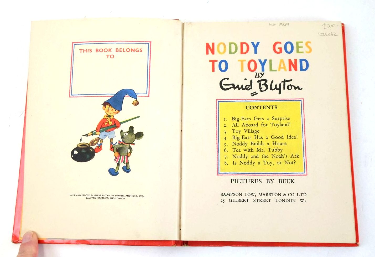 Photo of NODDY GOES TO TOYLAND written by Blyton, Enid illustrated by Beek,  published by Sampson Low, Marston & Co. Ltd. (STOCK CODE: 1326362)  for sale by Stella & Rose's Books