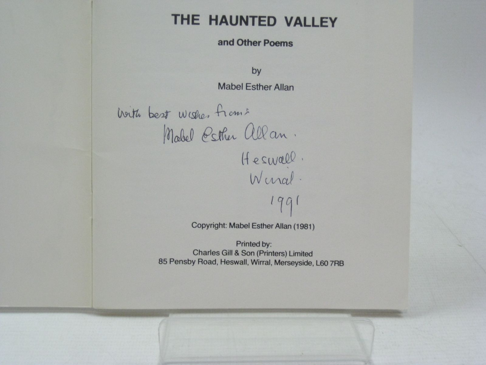 Photo of THE HAUNTED VALLEY AND OTHER POEMS written by Allan, Mabel Esther (STOCK CODE: 1404219)  for sale by Stella & Rose's Books