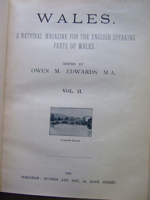 Photo of WALES A NATIONAL MAGAZINE FOR THE ENGLISH SPEAKING PARTS OF WALES VOL II written by Edwards, Owen M. published by Hughes & Son (STOCK CODE: 1803709)  for sale by Stella & Rose's Books