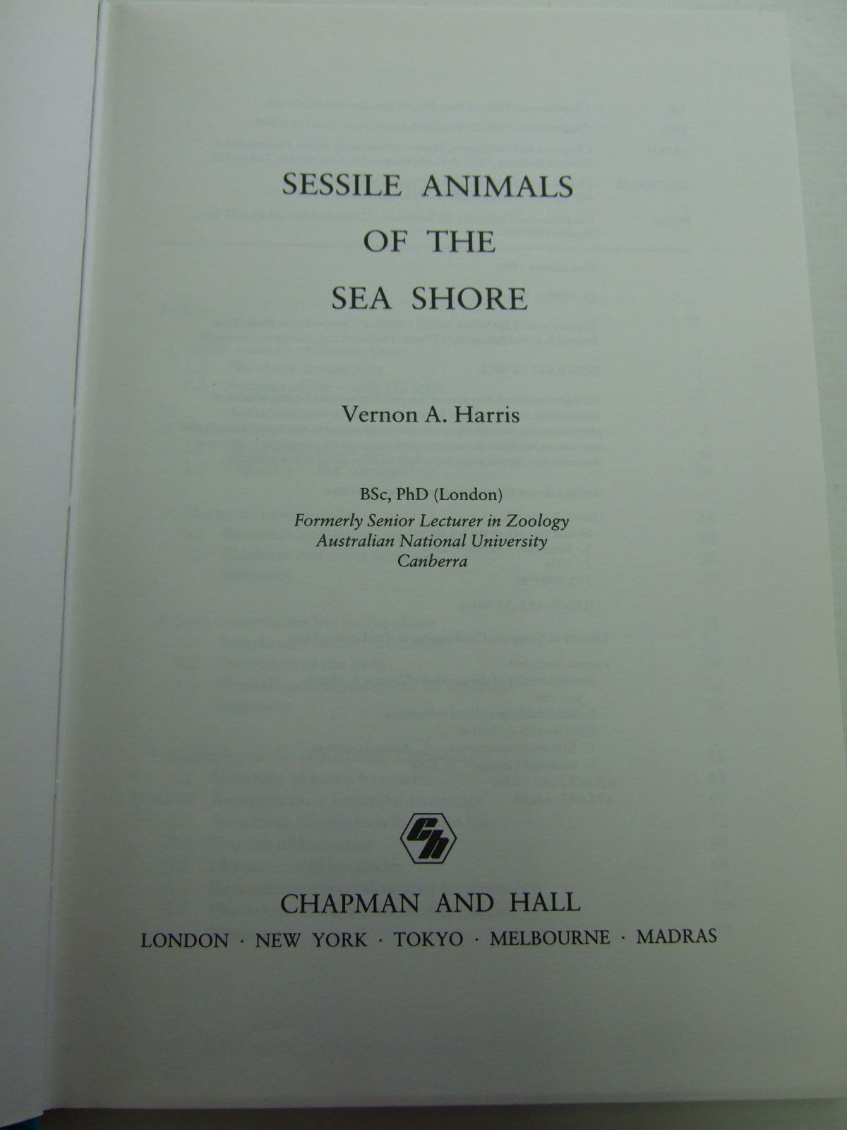 Photo of SESSILE ANIMALS OF THE SEA SHORE written by Harris, Vernon A. published by Chapman & Hall (STOCK CODE: 1805653)  for sale by Stella & Rose's Books