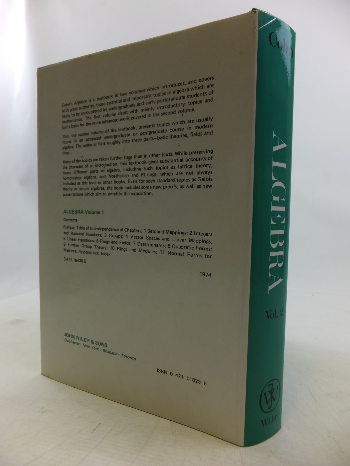 Photo of ALGEBRA VOLUME 2 written by Cohn, P.M. published by John Wiley & Sons (STOCK CODE: 1811442)  for sale by Stella & Rose's Books