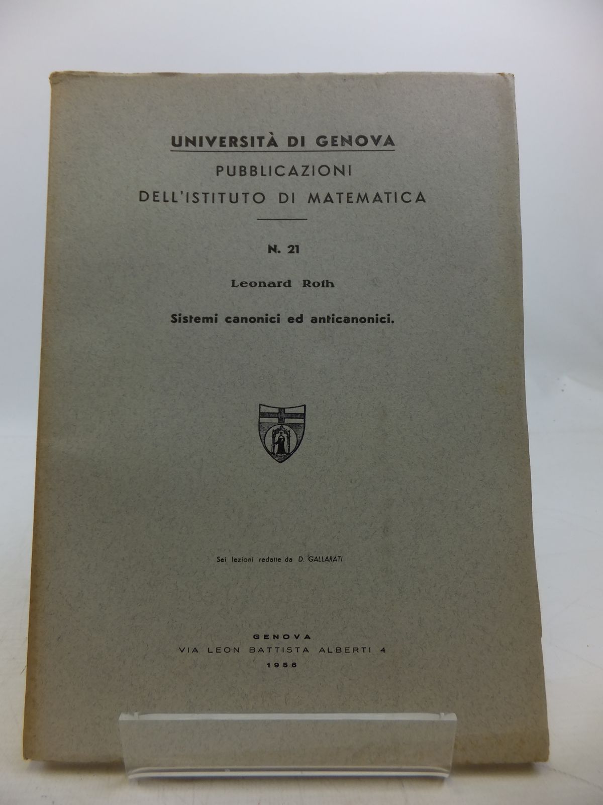 Photo of SISTEMI CANONICI ED ANTICANONICI written by Roth, Leonard published by Edizioni Scientifiche Genova (STOCK CODE: 1811828)  for sale by Stella & Rose's Books