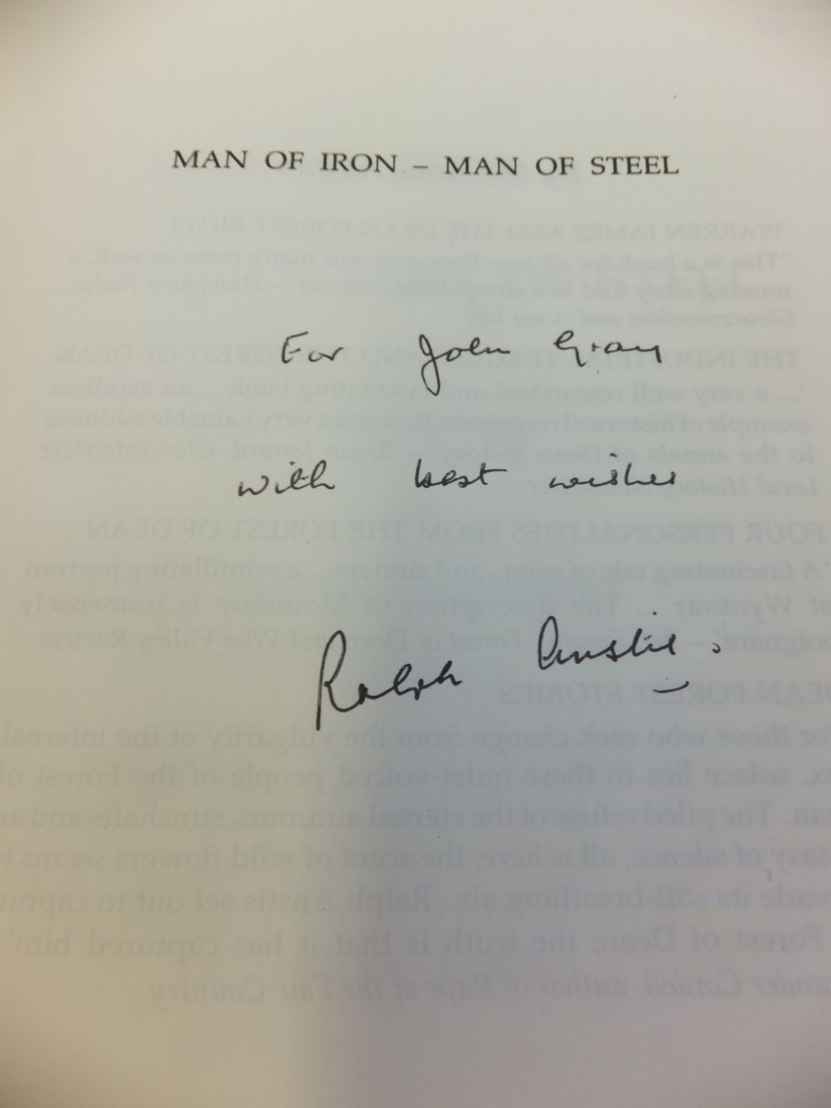 Photo of MAN OF IRON - MAN OF STEEL written by Anstis, Ralph published by Albion House (STOCK CODE: 1811912)  for sale by Stella & Rose's Books
