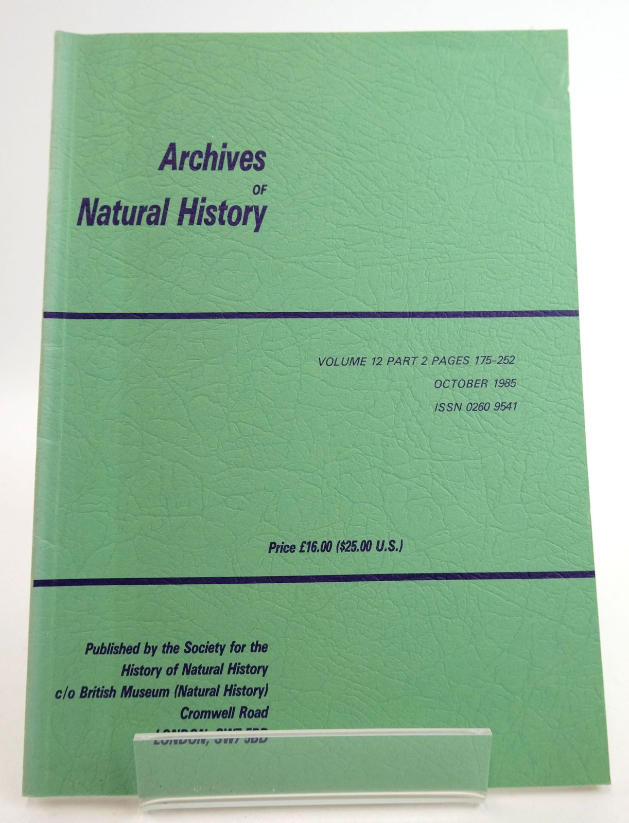 Photo of ARCHIVES OF NATURAL HISTORY VOLUME 12 PART 2- Stock Number: 1819477