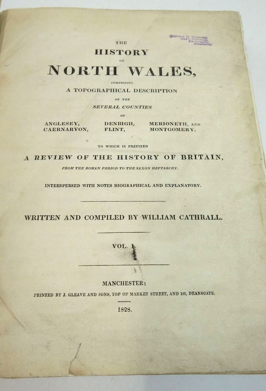 Photo of THE HISTORY OF NORTH WALES (2 VOLUMES) written by Cathrall, William published by J. Gleave And Sons (STOCK CODE: 1822427)  for sale by Stella & Rose's Books