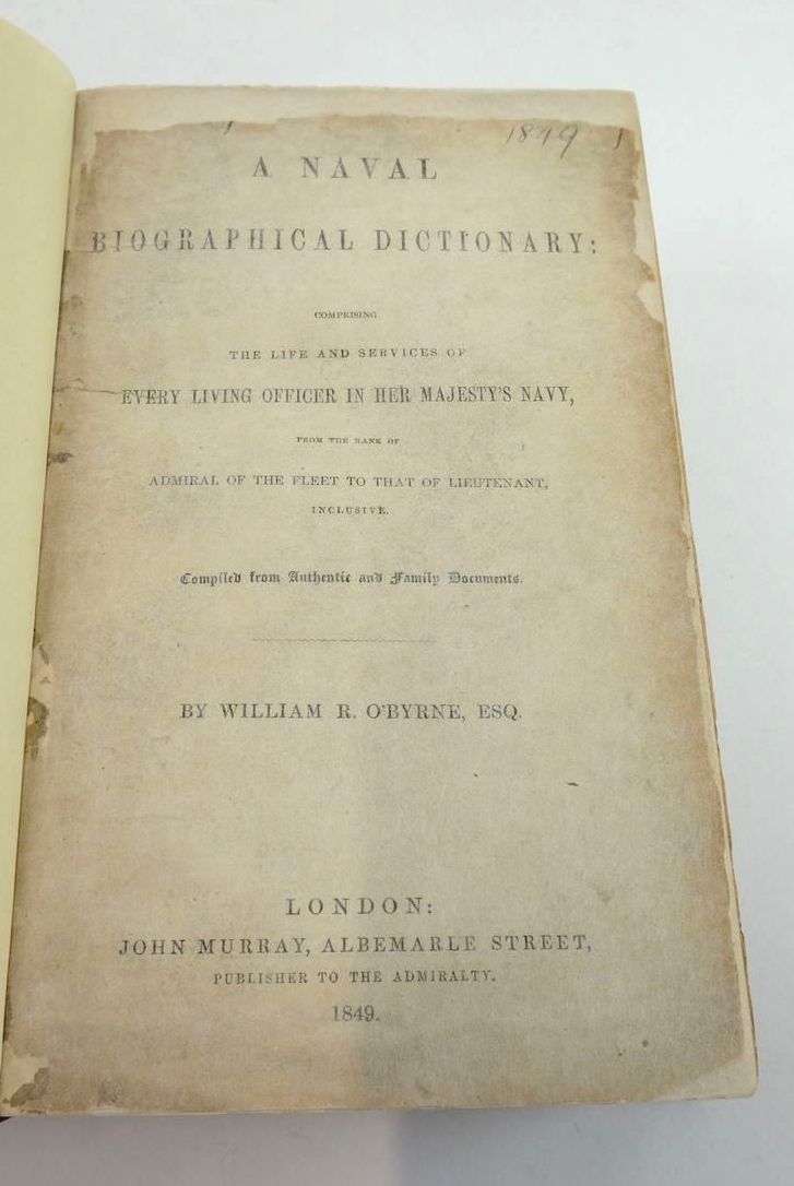 Photo of A NAVAL BIOGRAPHICAL DICTIONARY written by O'Byrne, William R. published by John Murray (STOCK CODE: 1824564)  for sale by Stella & Rose's Books