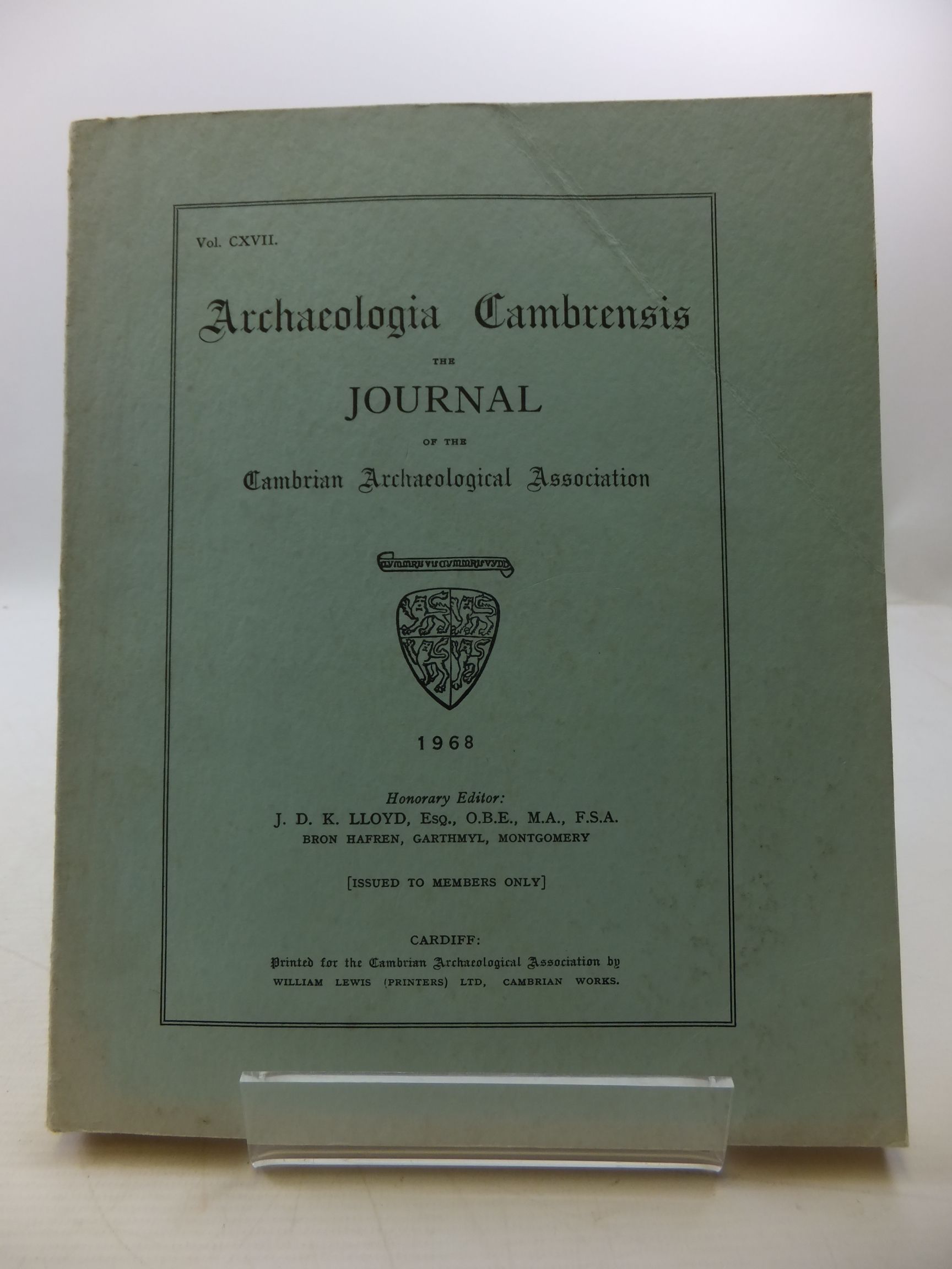 Photo of ARCHAEOLOGIA CAMBRENSIS VOL CXVII- Stock Number: 2110466