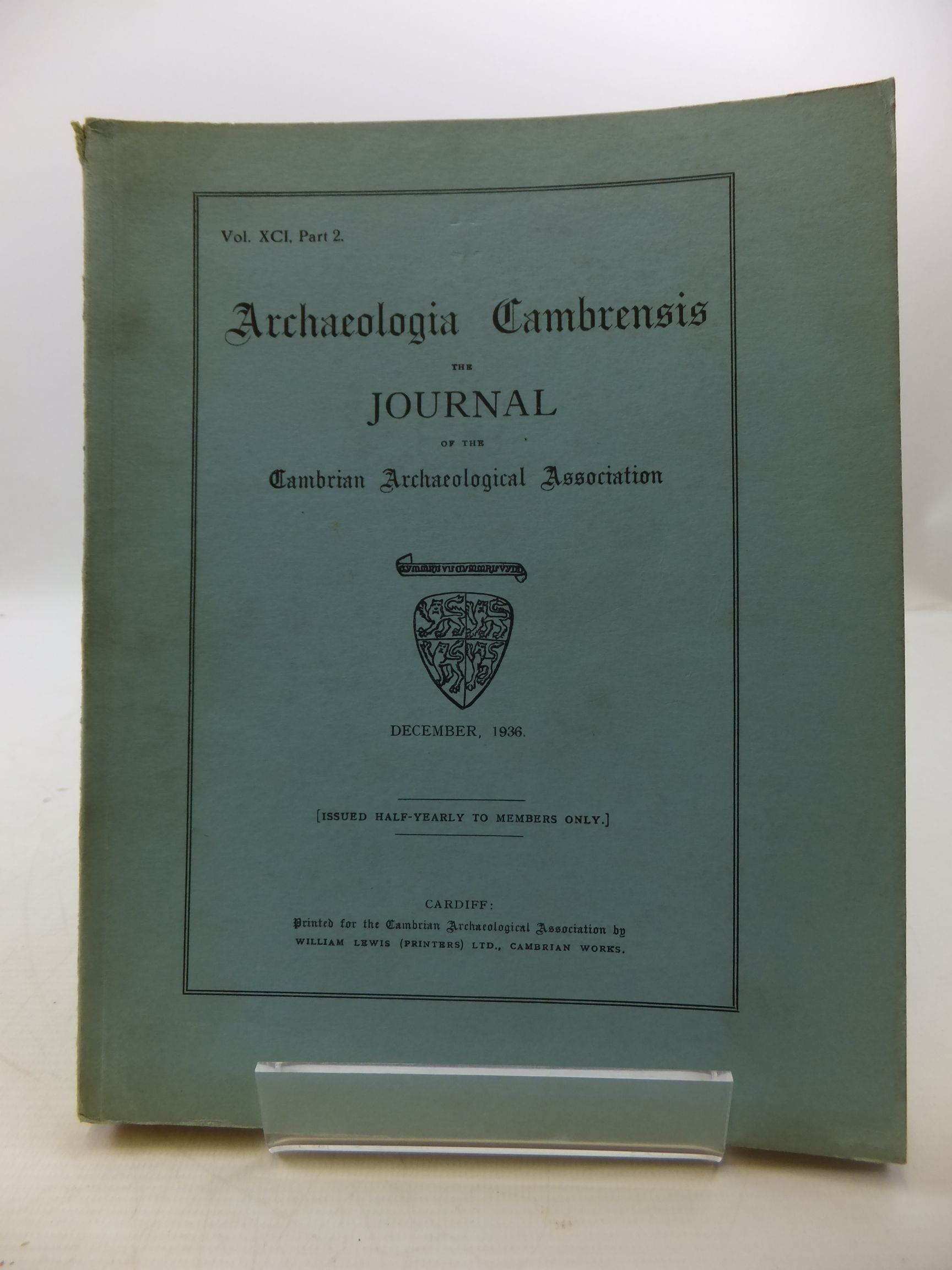 Photo of ARCHAEOLOGIA CAMBRENSIS VOL XCI PART 2- Stock Number: 2110476