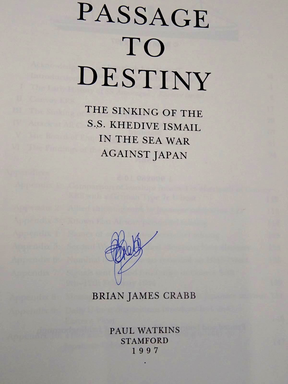 Photo of PASSAGE TO DESTINY written by Crabb, Brian James published by Paul Watkins (STOCK CODE: 2130289)  for sale by Stella & Rose's Books