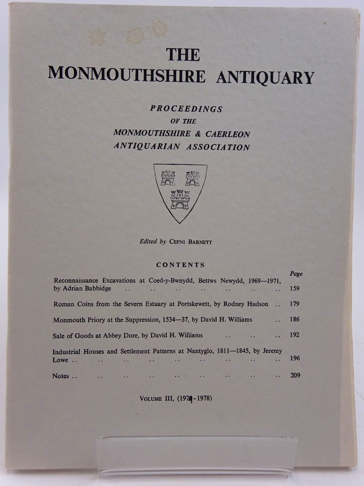 Photo of THE MONMOUTHSHIRE ANTIQUARY VOLUME III PARTS 3 & 4 written by Barnett, Cefni published by Monmouthshire & Caerleon Antiquarian Association (STOCK CODE: 2130964)  for sale by Stella & Rose's Books