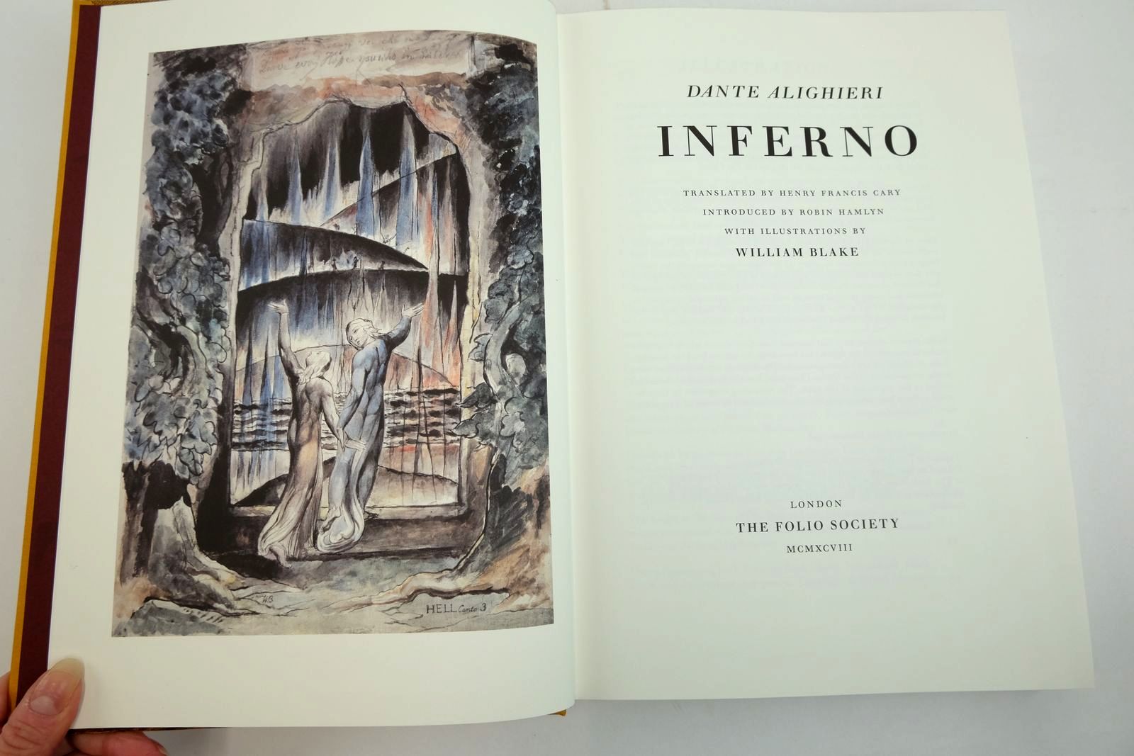 Photo of INFERNO written by Alighieri, Dante
Cary, Henry Francis
Hamlyn, Robin illustrated by Blake, William published by Folio Society (STOCK CODE: 2134456)  for sale by Stella & Rose's Books