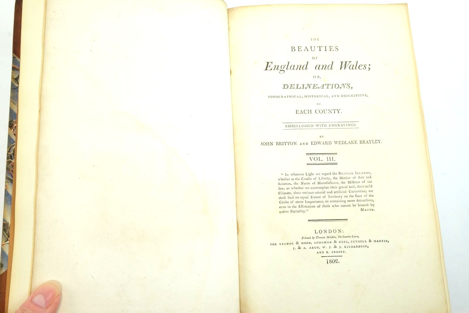 Photo of THE BEAUTIES OF ENGLAND AND WALES VOL. III written by Britton, John
Brayley, Edward Wedlake published by Vernon And Hood (STOCK CODE: 2134500)  for sale by Stella & Rose's Books