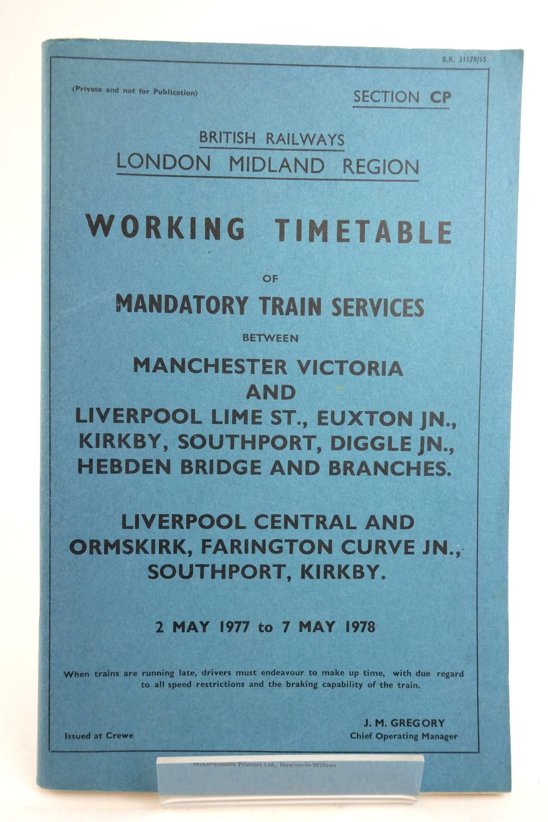 Photo of BRITISH RAILWAYS LONDON MIDLAND REGION WORKING TIMETABLE- Stock Number: 2136626