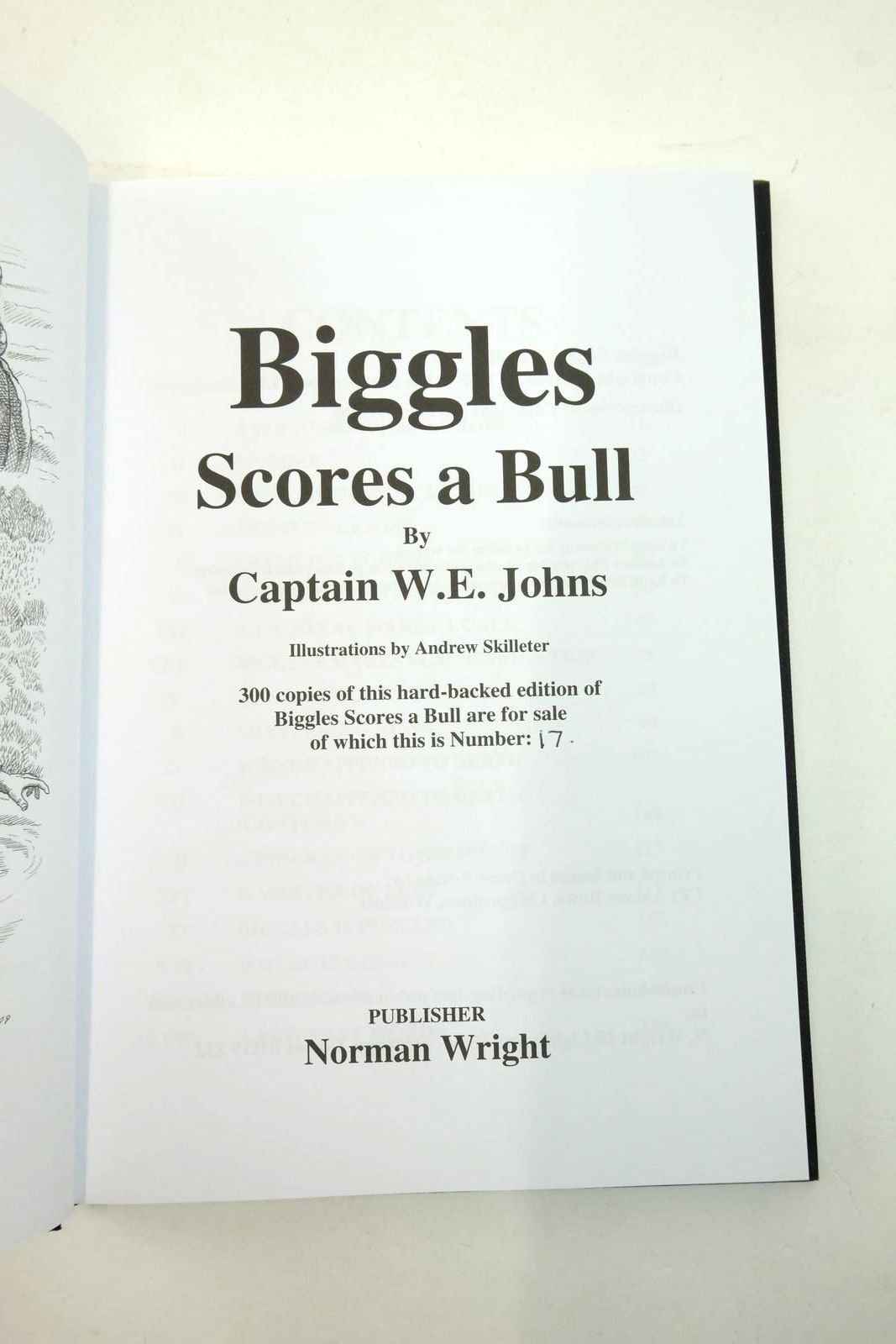 Photo of BIGGLES SCORES A BULL written by Johns, W.E. illustrated by Skilleter, Andrew published by Norman Wright (STOCK CODE: 2138304)  for sale by Stella & Rose's Books