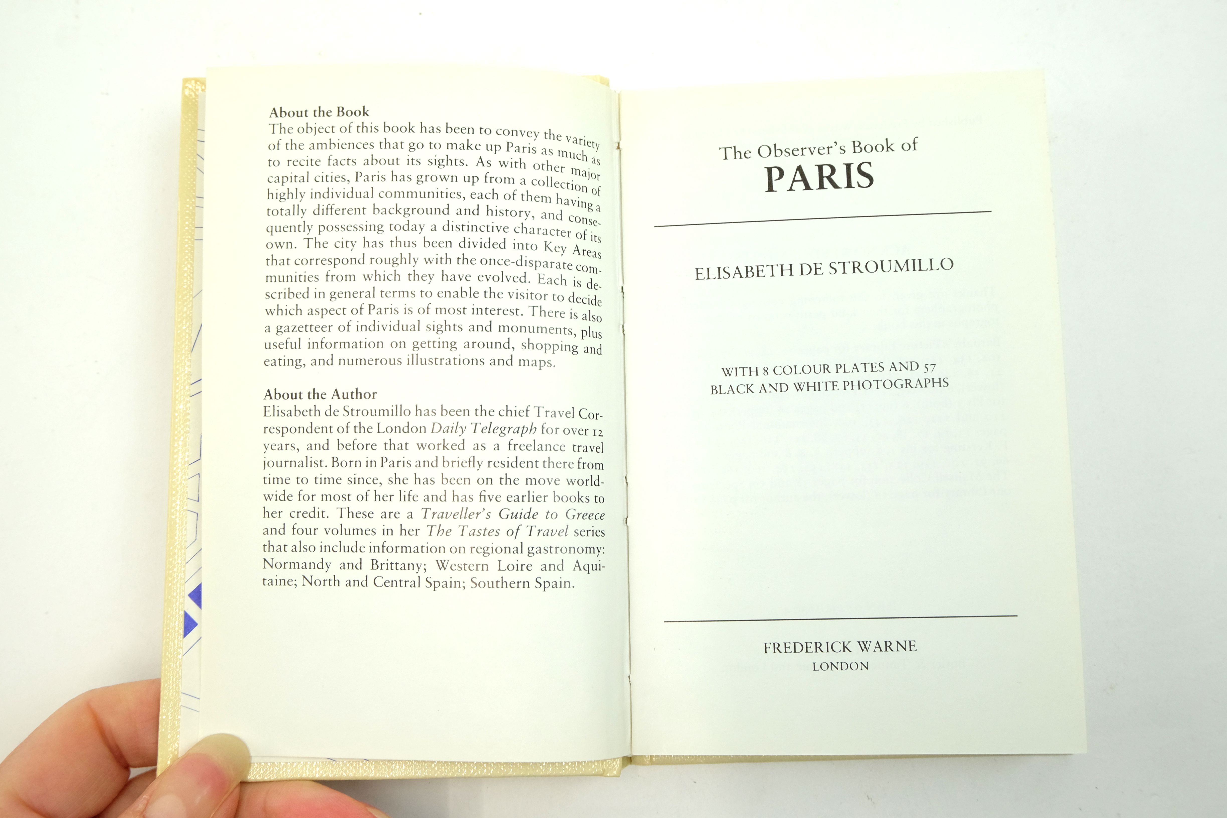 Photo of THE OBSERVER'S BOOK OF PARIS written by De Stroumillo, Elisabeth published by Frederick Warne & Co Ltd. (STOCK CODE: 2140435)  for sale by Stella & Rose's Books