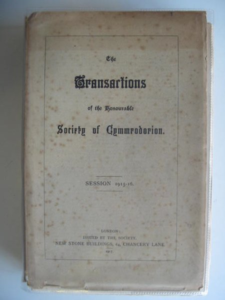 Photo of THE TRANSACTIONS OF THE HONOURABLE SOCIETY OF CYMMRODORION SESSION 1915-16- Stock Number: 557476