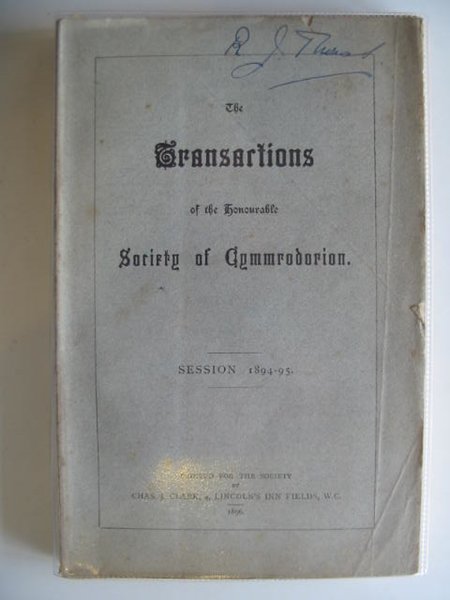 Photo of THE TRANSACTIONS OF THE HONOURABLE SOCIETY OF CYMMRODORION SESSION 1894-95- Stock Number: 557480