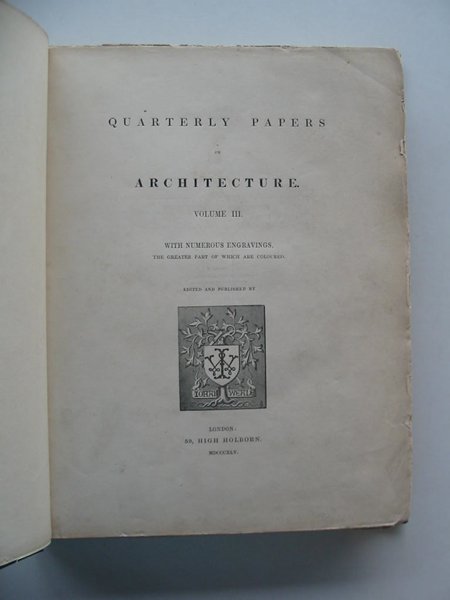 Photo of QUARTERLY PAPERS ON ARCHITECTURE VOLUME III written by Weale, John
Carter, Owen B.
et al, published by John Weale (STOCK CODE: 567216)  for sale by Stella & Rose's Books