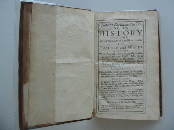 Photo of NOTITIA PARLIAMENTARIA OR AN HISTORY OF THE COUNTIES, CITIES AND BOROUGHS IN ENGLAND AND WALES written by Willis, Browne published by Robert Gosling (STOCK CODE: 576351)  for sale by Stella & Rose's Books