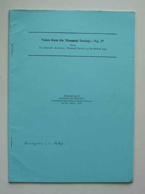 Photo of NOTES FROM THE MAMMAL SOCIETY No. 37 published by Zoological Society Of London (STOCK CODE: 596176)  for sale by Stella & Rose's Books