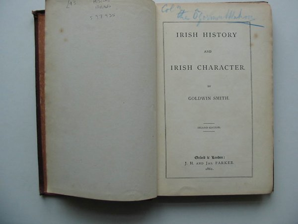 Photo of IRISH HISTORY AND IRISH CHARACTER written by Smith, Goldwin published by J.H. And Jas. Parker (STOCK CODE: 597935)  for sale by Stella & Rose's Books