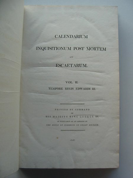 Photo of CALENDARIUM INQUISITIONUM POST MORTEM SIVE ESCAETARUM (STOCK CODE: 675076)  for sale by Stella & Rose's Books
