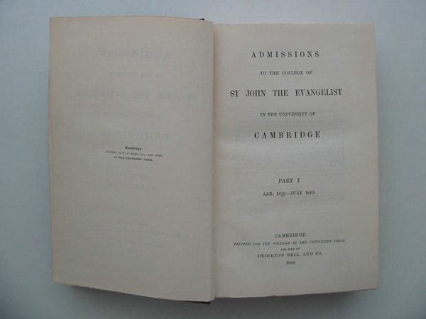 Photo of ADMISSIONS TO THE COLLEGE OF S JOHN THE EVANGELIST IN THE UNIVERSITY OF CAMBRIDGE written by Scott, Robert Forsyth published by Cambridge University Press (STOCK CODE: 807261)  for sale by Stella & Rose's Books