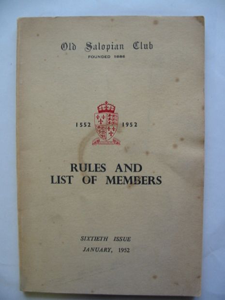 Photo of OLD SALOPIAN CLUB RULES AND LIST OF MEMBERS published by Wilding &amp; Son Ltd. (STOCK CODE: 811143)  for sale by Stella & Rose's Books
