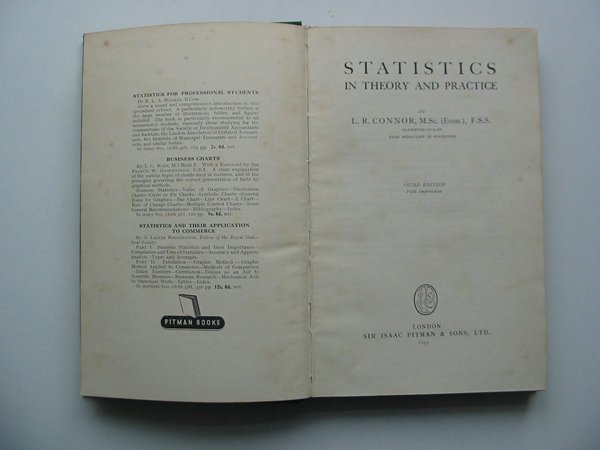 Photo of STATISTICS IN THEORY AND PRACTICE written by Connor, L.R. published by Sir Isaac Pitman & Sons Ltd. (STOCK CODE: 813726)  for sale by Stella & Rose's Books