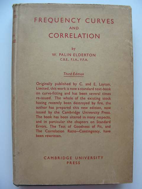 Photo of FREQUENCY CURVES AND CORRELATION written by Elderton, W. Palin published by Cambridge University Press (STOCK CODE: 814463)  for sale by Stella & Rose's Books