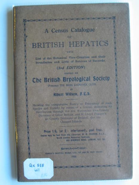 Photo of A CENSUS CATALOGUE OF BRITISH HEPATICS written by Wilson, Albert published by Martin's Printing Works (STOCK CODE: 990157)  for sale by Stella & Rose's Books