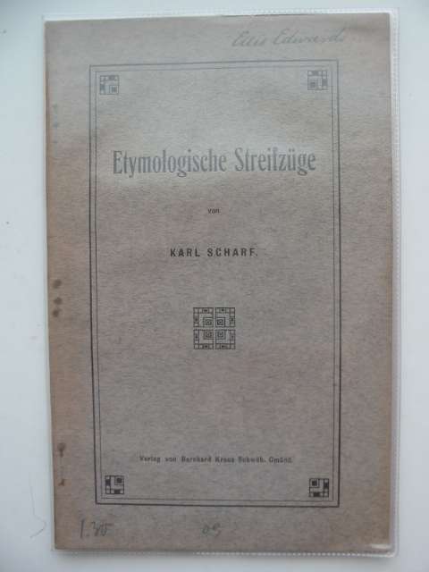 Photo of ETYMOLOGISCHE STREIFZUGE written by Scharf, Karl published by Bernhard Kraus Schwab (STOCK CODE: 990285)  for sale by Stella & Rose's Books